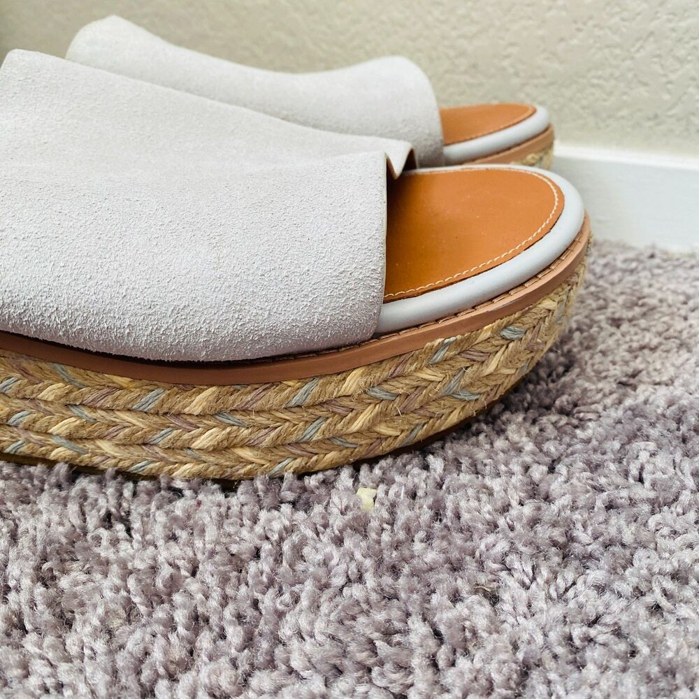 NWT FITFLOP Eloise Espadrille Suede Wedge Slides Soft Grey Size 11 - Picture 4 of 16